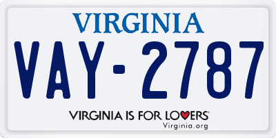 VA license plate VAY2787