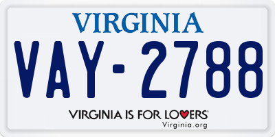 VA license plate VAY2788
