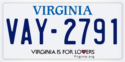 VA license plate VAY2791