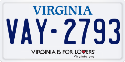 VA license plate VAY2793