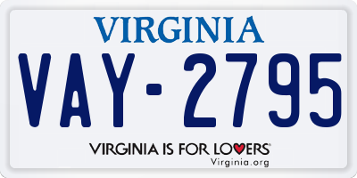 VA license plate VAY2795