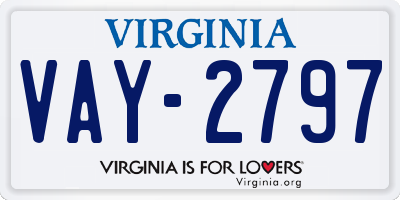 VA license plate VAY2797