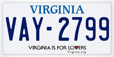 VA license plate VAY2799