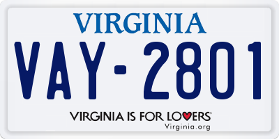 VA license plate VAY2801