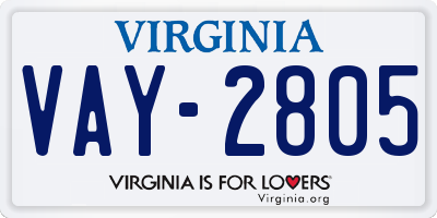 VA license plate VAY2805