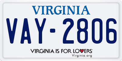 VA license plate VAY2806