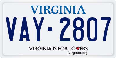 VA license plate VAY2807