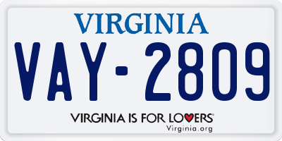 VA license plate VAY2809