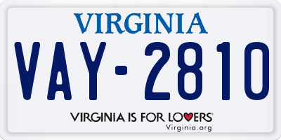 VA license plate VAY2810