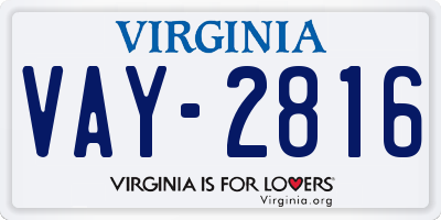 VA license plate VAY2816