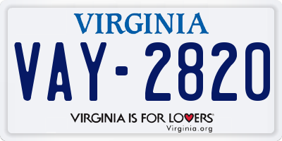 VA license plate VAY2820