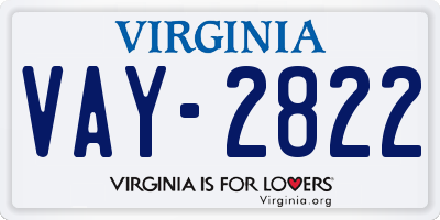 VA license plate VAY2822