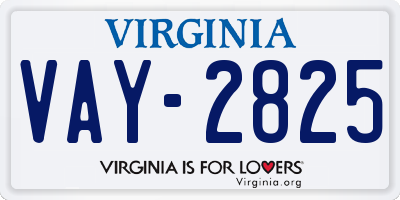 VA license plate VAY2825
