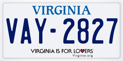 VA license plate VAY2827
