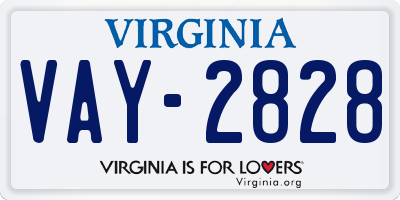 VA license plate VAY2828