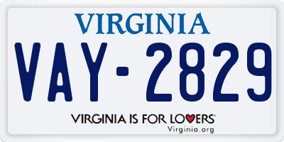 VA license plate VAY2829