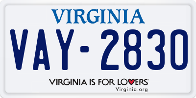 VA license plate VAY2830