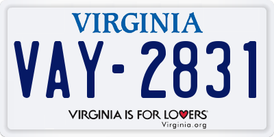 VA license plate VAY2831