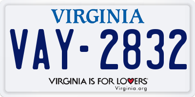 VA license plate VAY2832