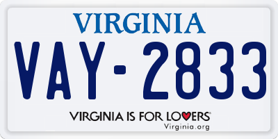 VA license plate VAY2833