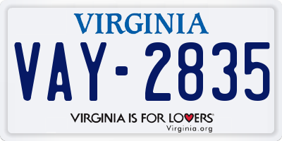 VA license plate VAY2835
