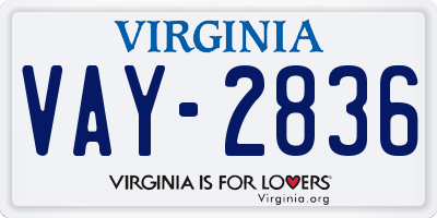 VA license plate VAY2836