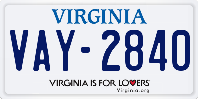 VA license plate VAY2840