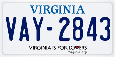 VA license plate VAY2843