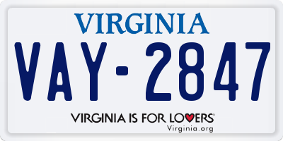 VA license plate VAY2847