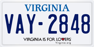 VA license plate VAY2848