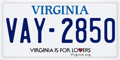 VA license plate VAY2850