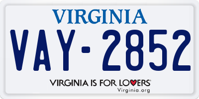 VA license plate VAY2852