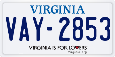 VA license plate VAY2853