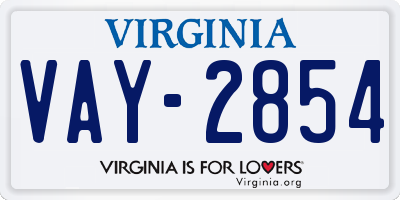 VA license plate VAY2854