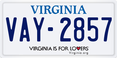 VA license plate VAY2857