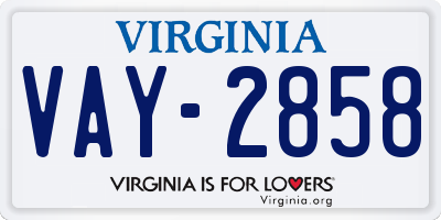 VA license plate VAY2858