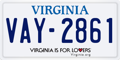 VA license plate VAY2861