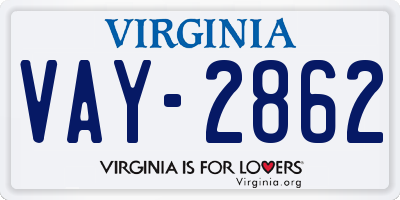 VA license plate VAY2862