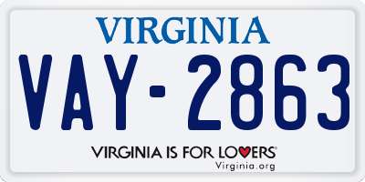 VA license plate VAY2863