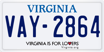 VA license plate VAY2864