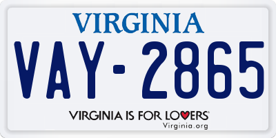 VA license plate VAY2865