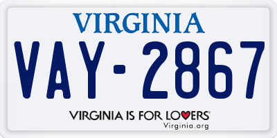 VA license plate VAY2867