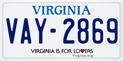 VA license plate VAY2869