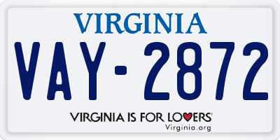 VA license plate VAY2872
