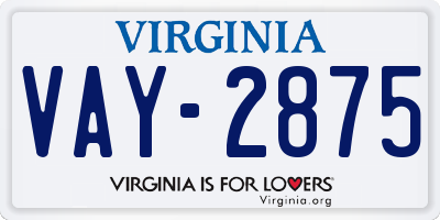 VA license plate VAY2875