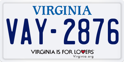VA license plate VAY2876