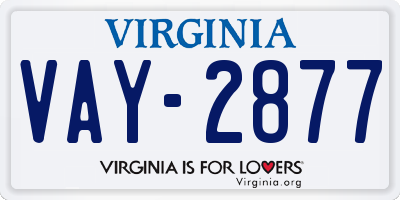 VA license plate VAY2877