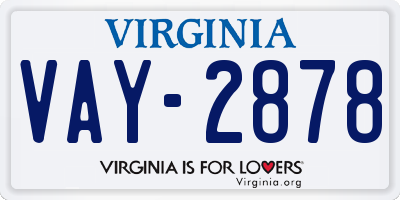 VA license plate VAY2878