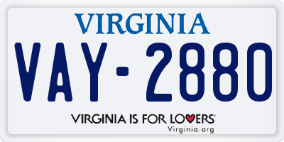 VA license plate VAY2880