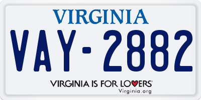 VA license plate VAY2882